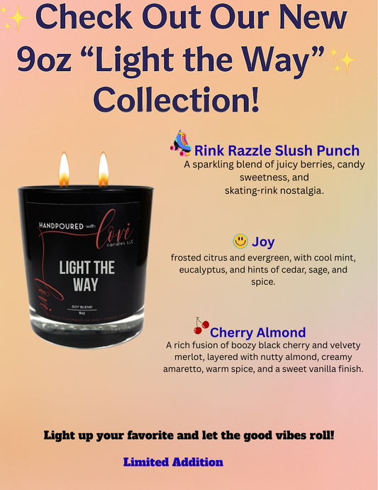 ( Cherry Almond )Light The Way 9oz Candle Collection
