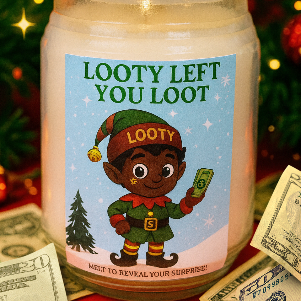 Looty The Elf  (Wickless Cash Candle) Ships Free