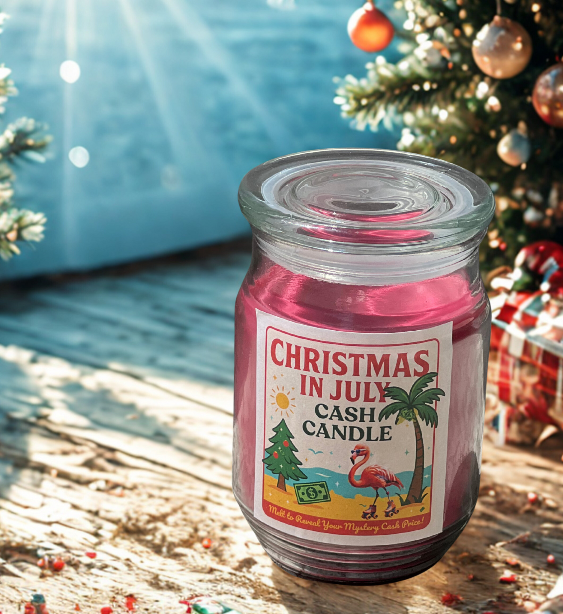 CLEARANCE (Christmas In July Wickless Cash Candles)